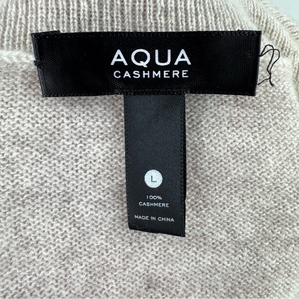Aqua Cream Oatmeal Cashmere Puff Sleeve Turtleneck Sweater Size L - Picture 8 of 10